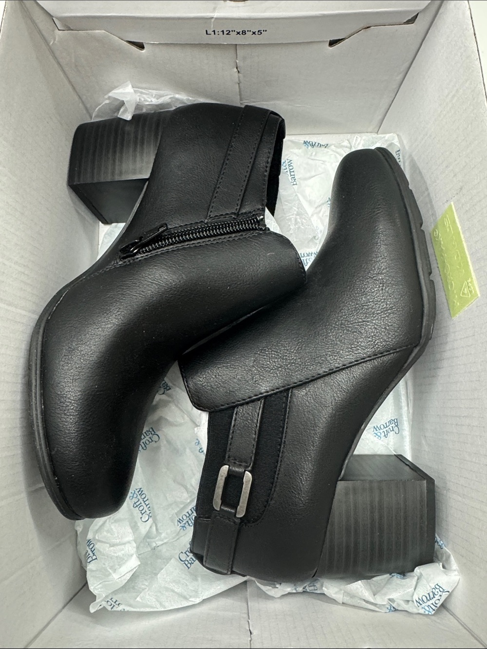 croft & barrow Black Faux Leather Ankle Booties with Block Heel